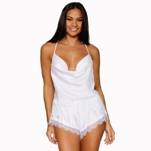 Pure Romance Women’s Plus Size Feminine White Lace Trim Sleepwear‎ Pajama Set 3X